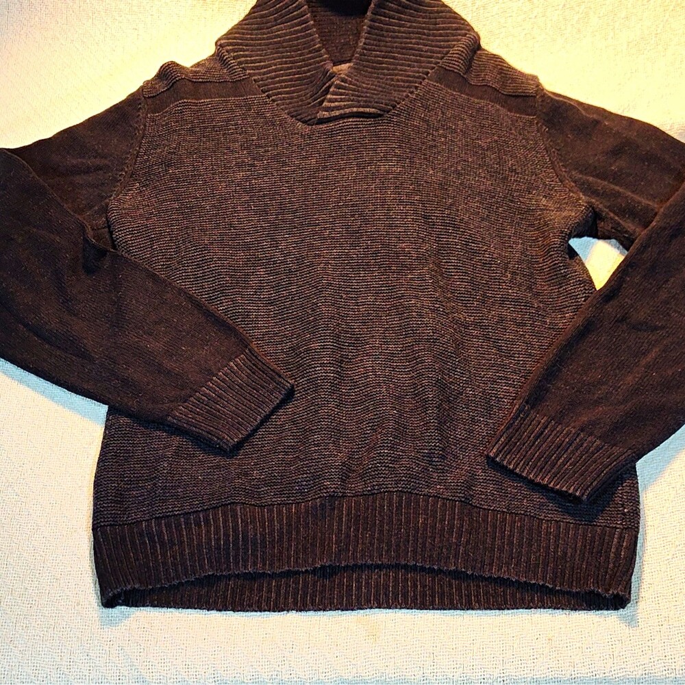American Rag Cie Men's M Gray Black Knit Pullover Shawl Collar Sweater 1362